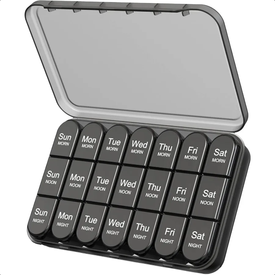 

Weekly Pill Organizer 3 Times a Day Medicine Pill Organizer Box Pill Box 7 Day Daily Pill Box Organizer Travel Container Pill C