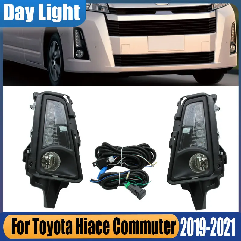 

For Toyota Hiace Commuter 2019 2020 2021 1Set Car Front Bumper LED Fog Lamp Daytime Running Drive Light Foglight Lamp Assembly