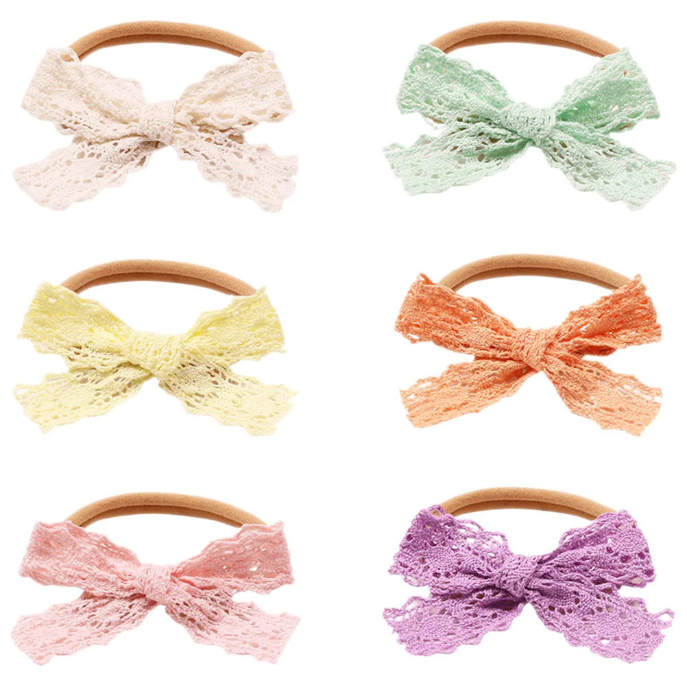 

6pcs Bow Headbands Nylon Elastic Lace Hair Accessories For Party Wedding Daily Wear