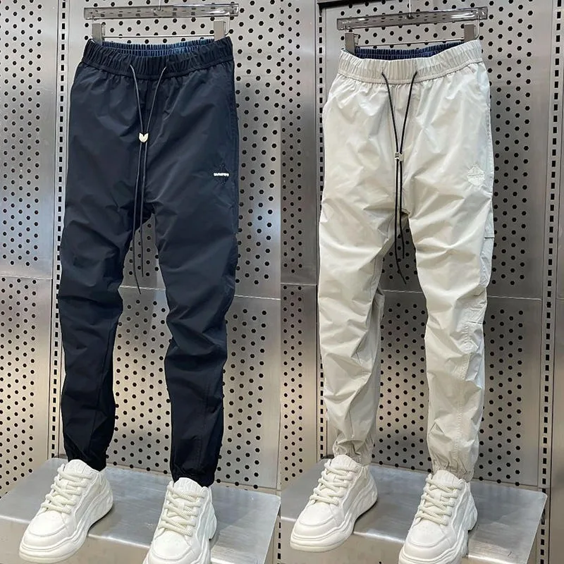 

Trendy High-end Workwear Casual Track Pants For Men Trousers Pant Sets Summer Loose Mesh Pants Mens Clothing Sports Nine-point