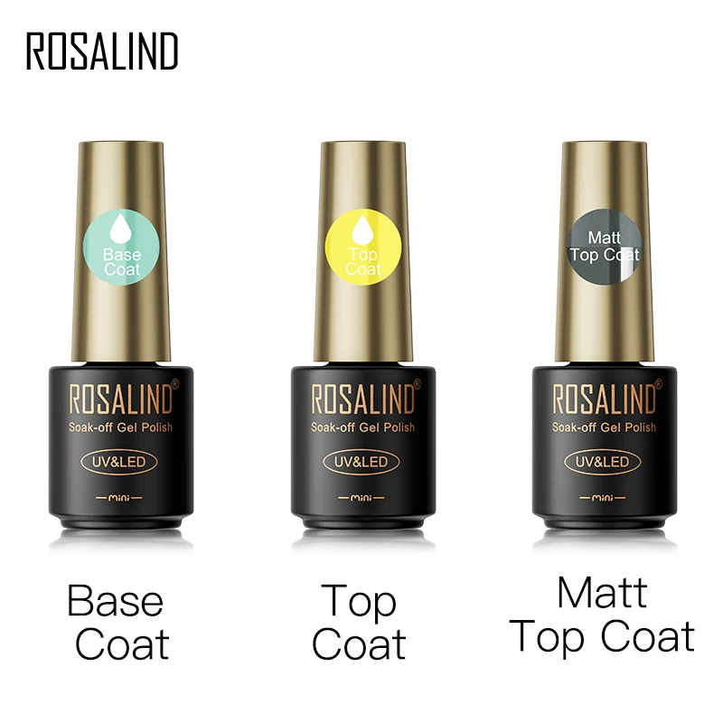 ROSALIND  Nail Gel Polish Crackle Gel Base Top Coat for Nail Art UV/LED Cure Colorful Glass Bottle Unique Design
