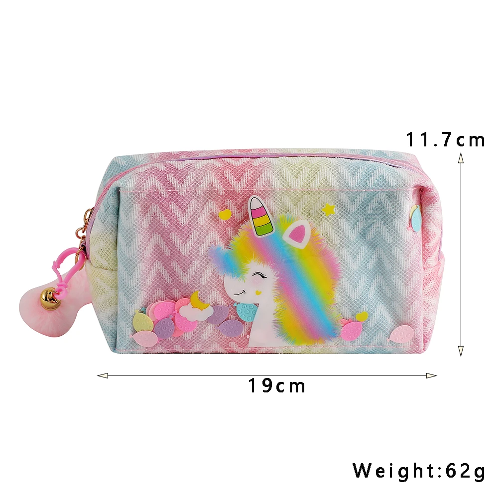 Cute Colorful Unicorn Makeup Bag Girls Large Capacity PVC Transparent Square Unicorn Handheld Bag Children Storage Bag Gifts