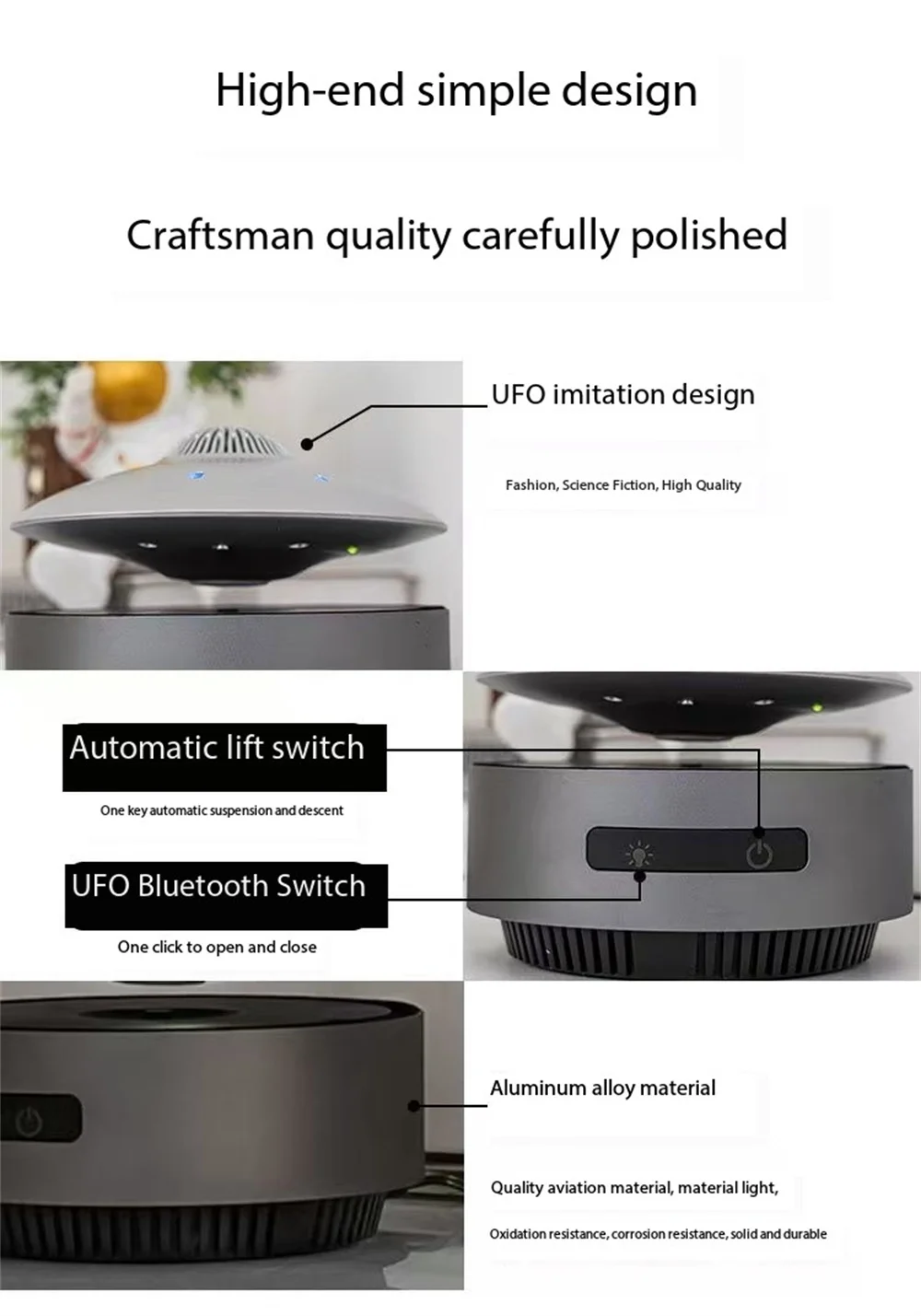 HCNT Maglev UFO Audio Bluetooth Black Technology Audio Desktop Decoration Christmas Gift Holiday Gift