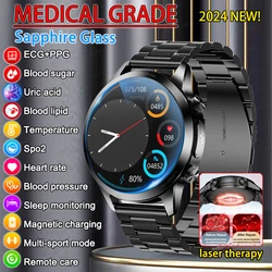 Laser behandlung Gesundheit Smartwatch Männer Herzfrequenz Blutzucker Health tracker Saphirglas EKG ppg Smartwatch für Huawei Xiaomi