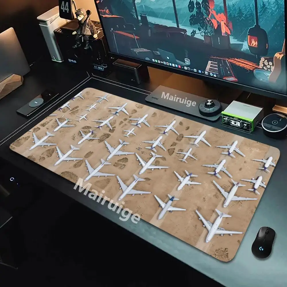 Alas Mouse Armada Pesawat Alas Meja Permainan Kantor Komputer Besar XXL Alas Mouse Keyboard Gaming Karet Antiselip Bantalan Meja Panjang