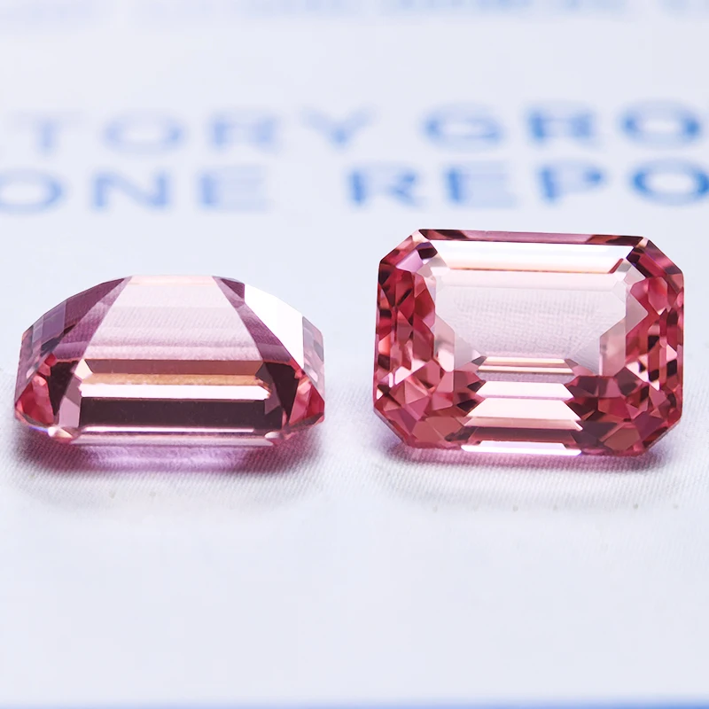 

Lab Grown Padparadscha Emerald Cut Fire Lotus Color High Quality Loose Gemstone For Jewelry Making With AGL Certificate