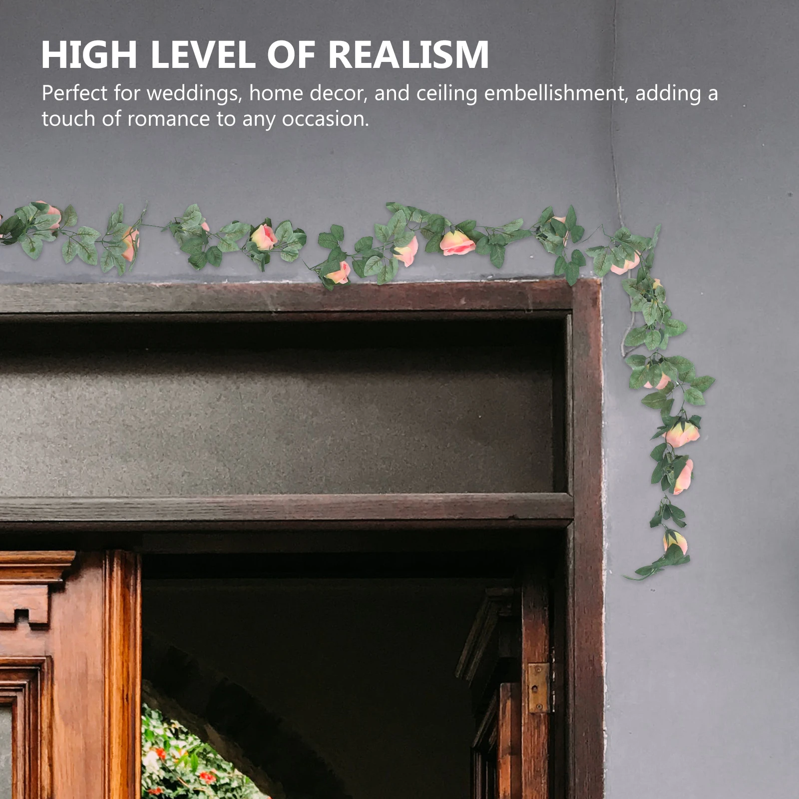 

2Pcs Artificial Rose Vine Silk Flower Garland Realistic Romantic Wedding Party Garden Decor Floral Garland Rose Vine