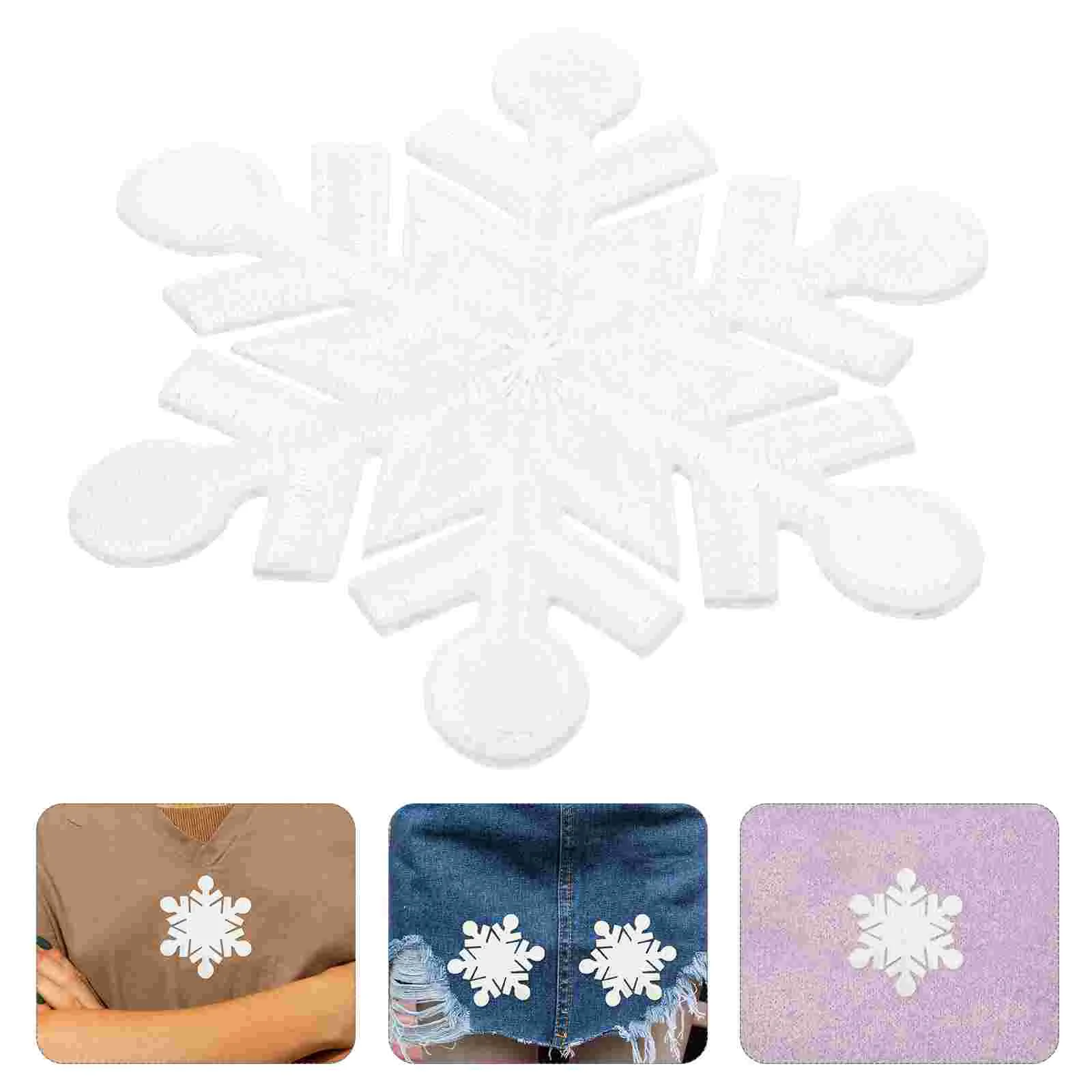 10 Pcs DIY Snow Cloth Stickers Christmas Decor Patches for Clothes Decoration Self Made Creative Hole Filling