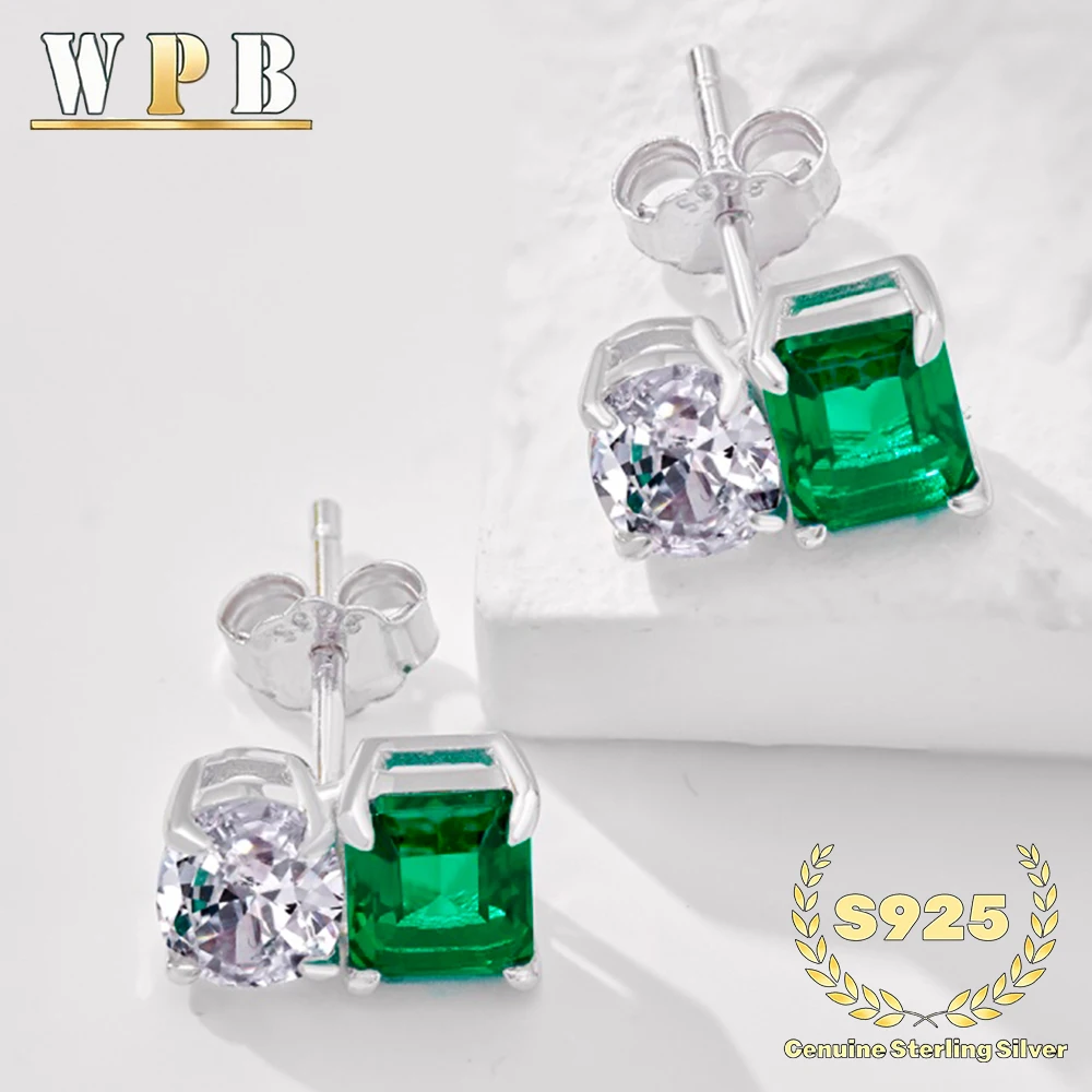 

‌ Серьги из стерлингового серебра S925 с двумя камнями: изумрудной огранки зеленый циркон и овальный циркон в закрепке, минималистичные, элегантные, ювелирный подарок