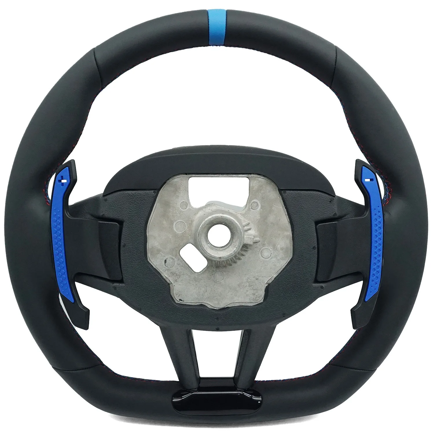 Suitable for BMW CS leather, blue correction standard steering wheel with paddle with vibration, no button, no airbag