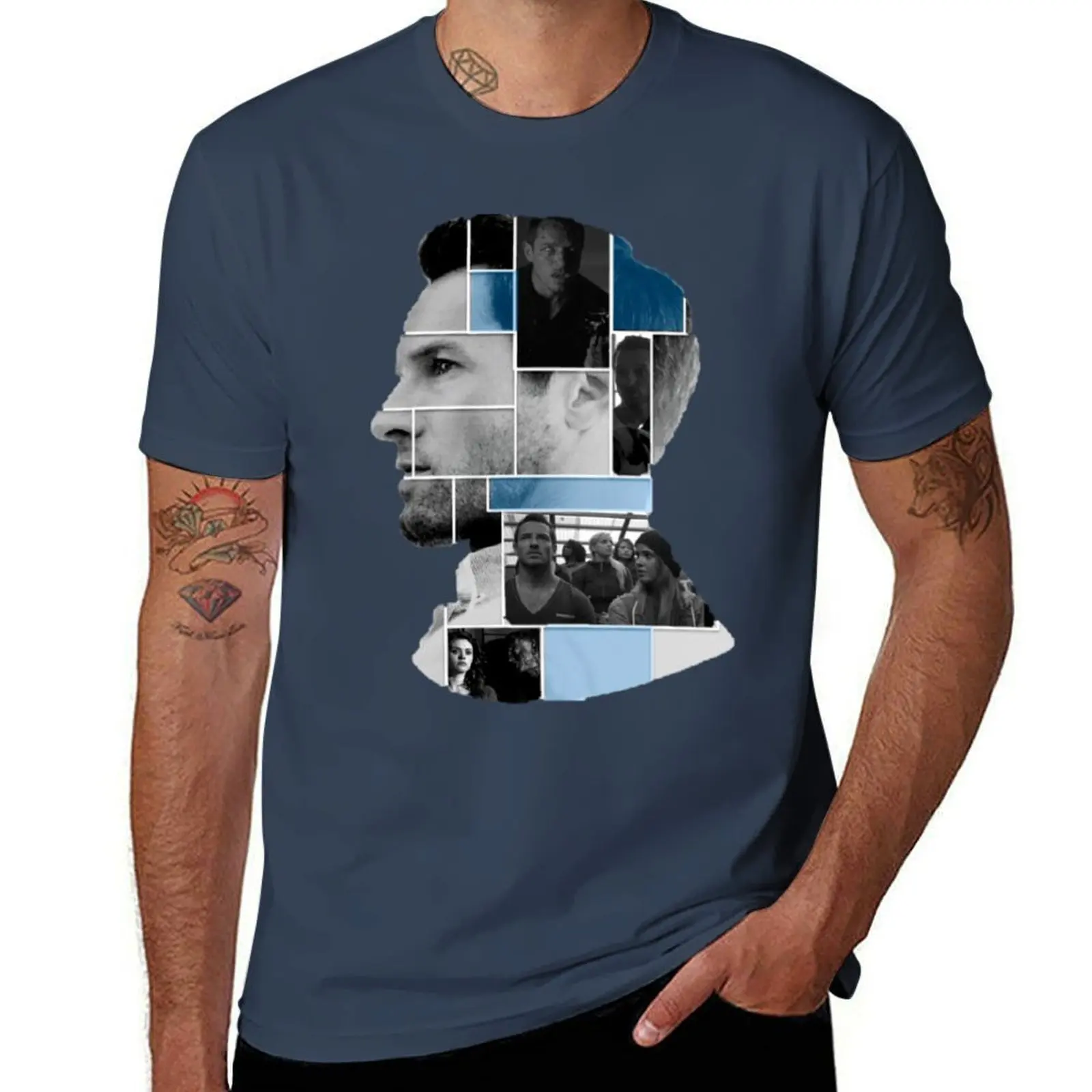 

Ian Bohen Face Squares T-Shirt Fashion Graphic Tee for Men