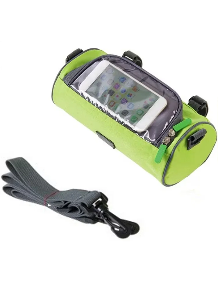 AliExpress NONE Bike Cylinder Bag Green Large Capacity Waterproof Handlebar Bag for Phone Touchscreen Front Frame Storage Cycling Mountain Bike