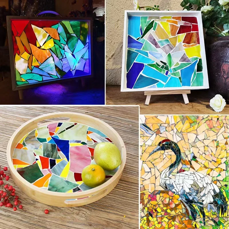 Mosaic Tiles Stained Glass Mosaic DIY Handmade Coaster Mosaic Puzzle Making Art Wall Decoration Supplies Mixed arte