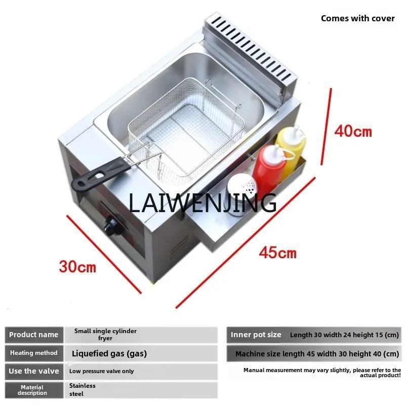 LYN Commercial Gas Fryer Multifunctional Double Cylinder Fryer Special for Gas Stall