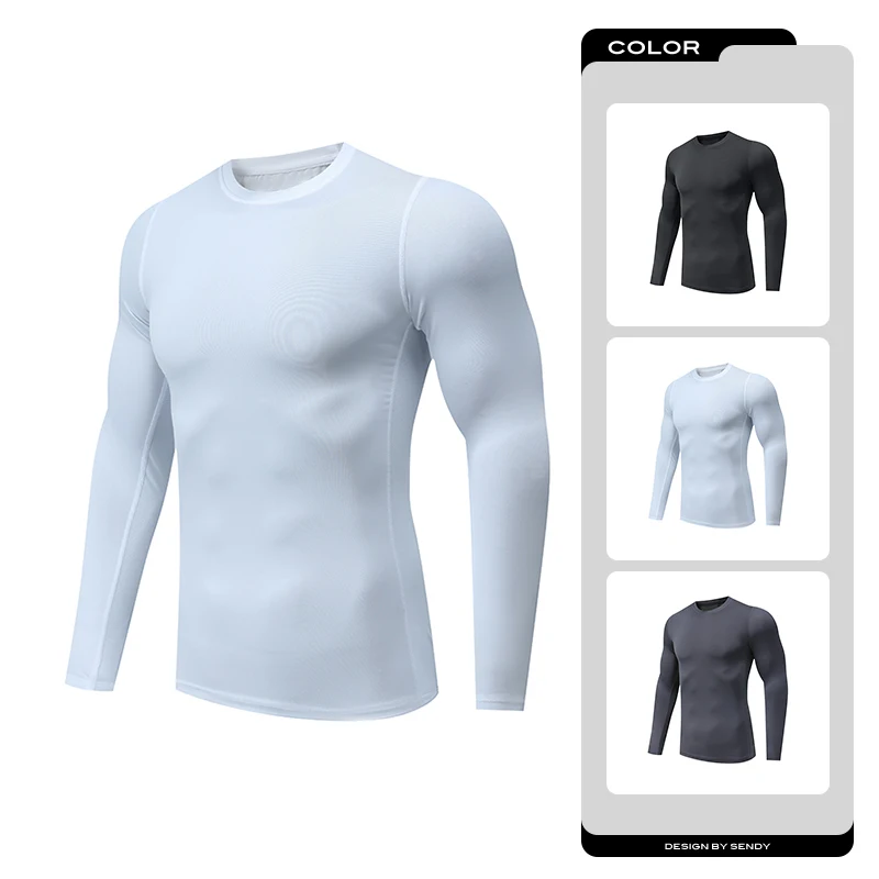 T-shirt de compression à manches longues pour homme, idéal pour la course, le sport, la gym, le fitness, le jogging et comme haut de survêtement athlétique