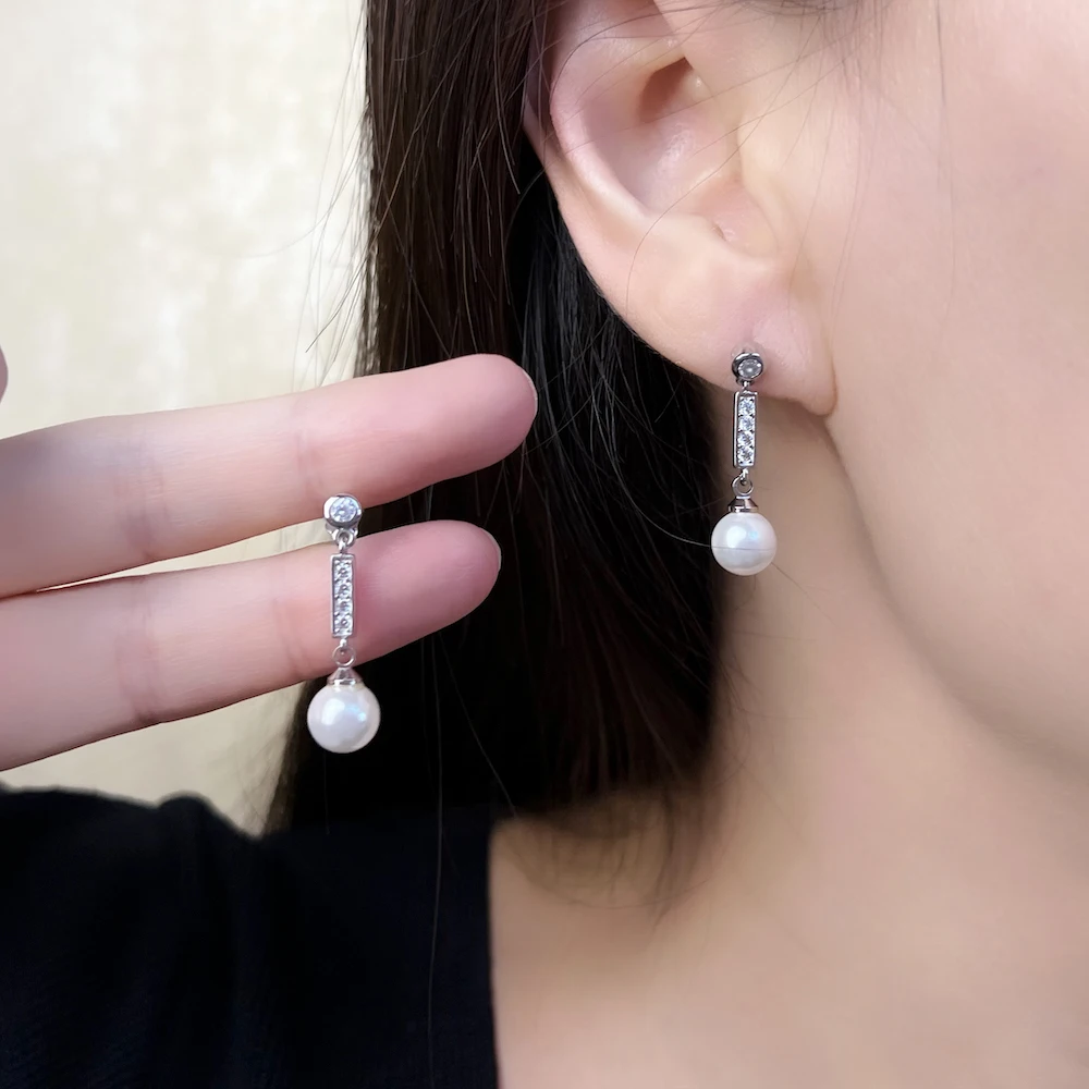 Earring Gently Shimmering Cultured Pearl Trendy Women Gift High Quality 925 Sterling Silver Modern Eye-catcher Fashion Jewelry