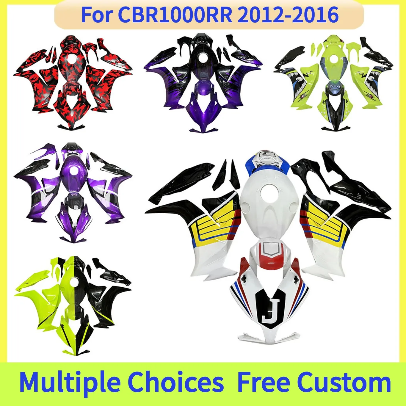 

Комплект неоригинальных обтекателей для мотоцикла CBR1000RR 2012-2016, изготовленные методом литья под давлением из АБС-пластика