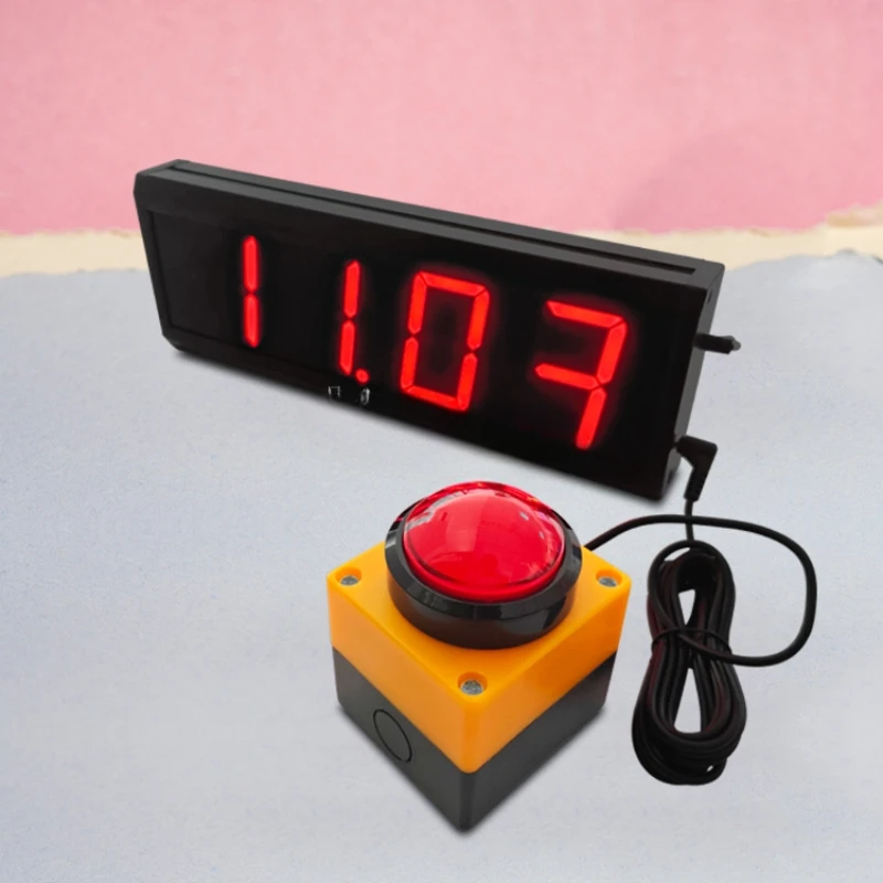 Custom electrical push button 10 seconds interactive challenge game digital led light red led light therapy with timer