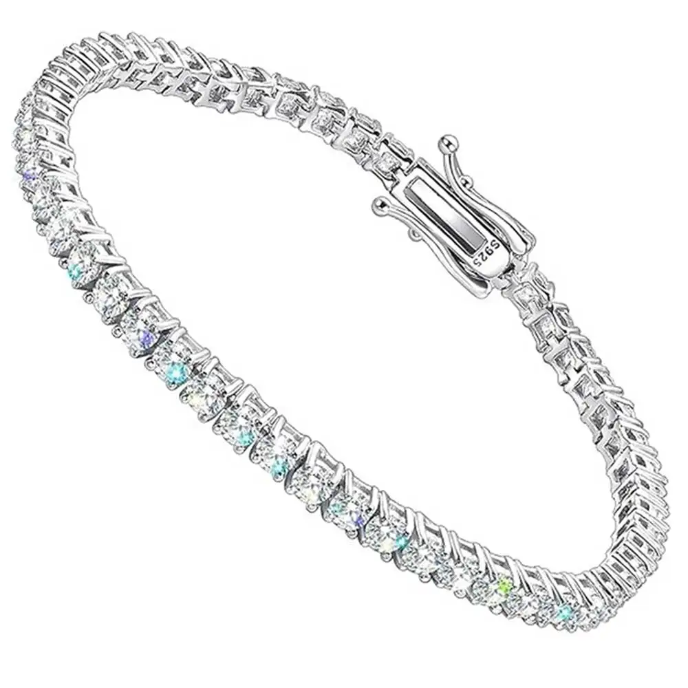 

Wholesale Moissanite Tennis Bracelet with 925Silver/Brass Bling D Color VVS 2/3/4/5MM Moissanite Tennis Chain Men Women Gift