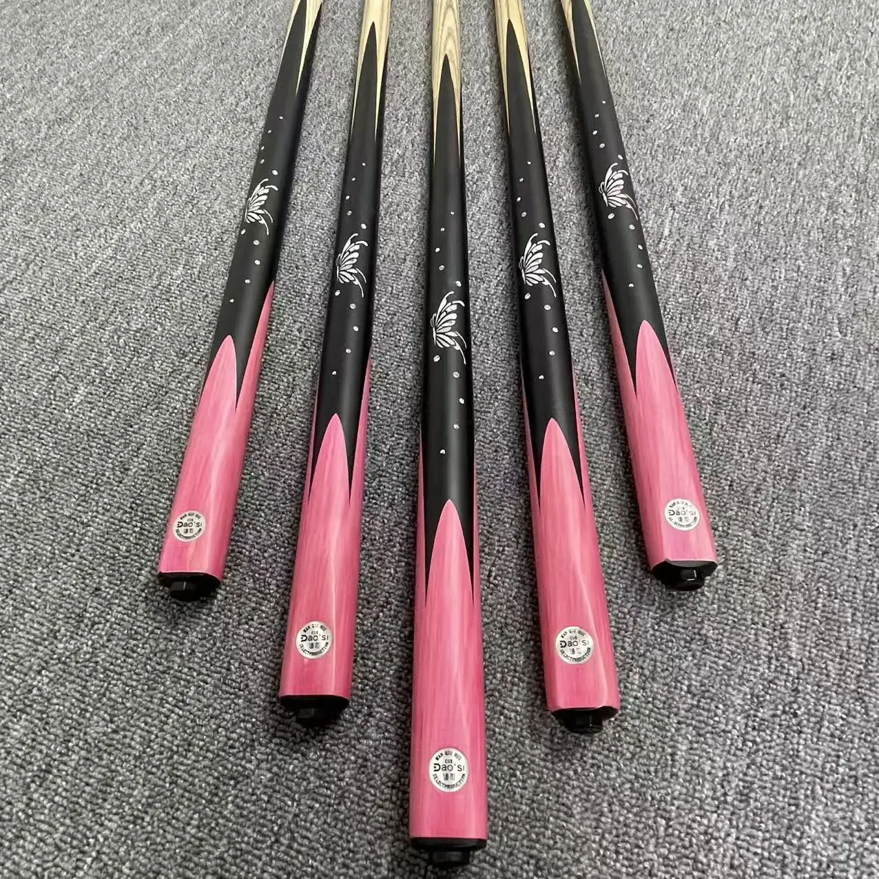 Billiard Cue Pink Butterfly Pattern Ash Wood Snooker Pool Cue 10mm Small Tip Professional Billiard Stick For Men Women Home Club