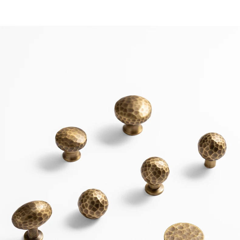 Hammered brass cabinet knob in antique brushed finish — product image 17