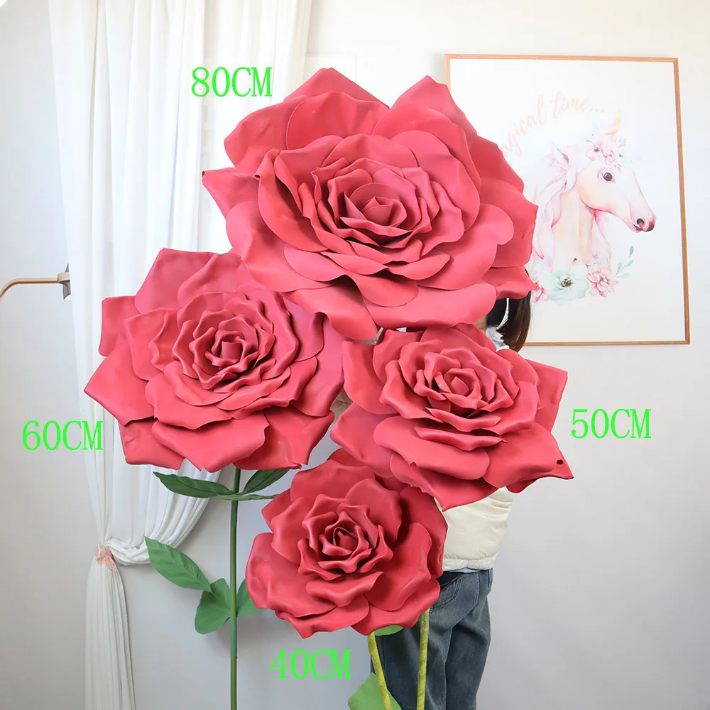 PE Foam Giant Display Curl, Rose Flower Branch, Road Leading Stage Setting Layout, Artificial Flower, Wedding, Home Decor Supply