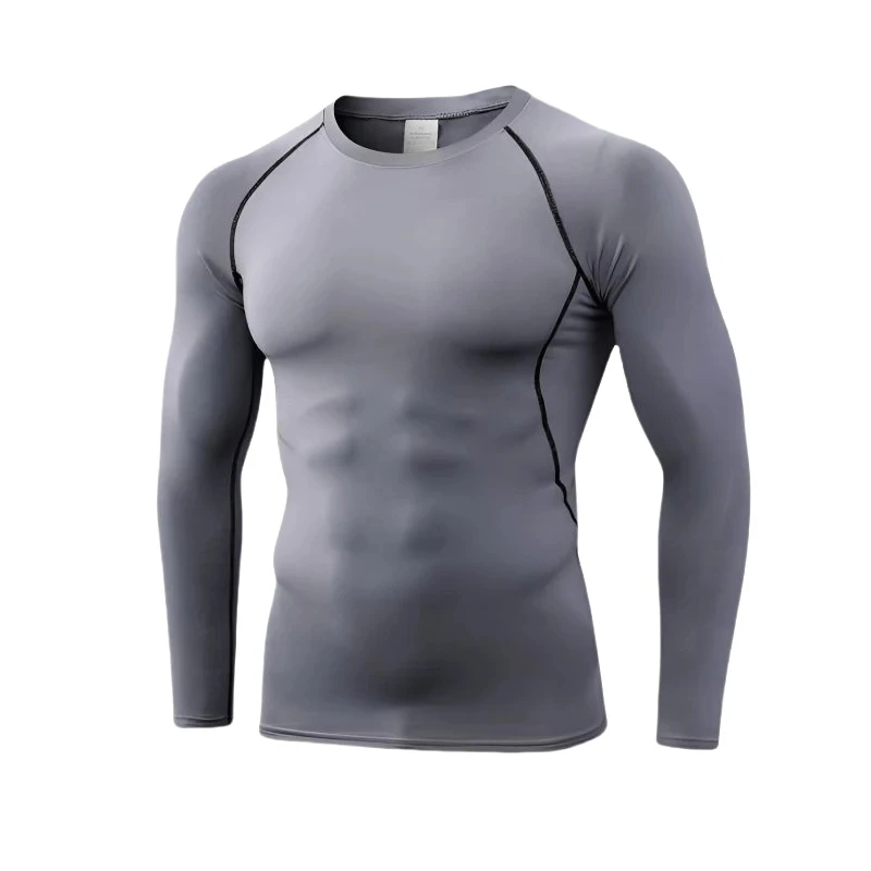 

Men's thermal sports underwear elastic quick drying O-neck round neck thin autumn slim long sleeve base shirt men's top