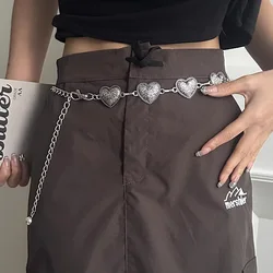 Silver Heart Waist Chain Belt Female Fashion Gold Belts For Women High-end Luxury Brands Gothic Belt Punk Y2K Jeans Waistband
