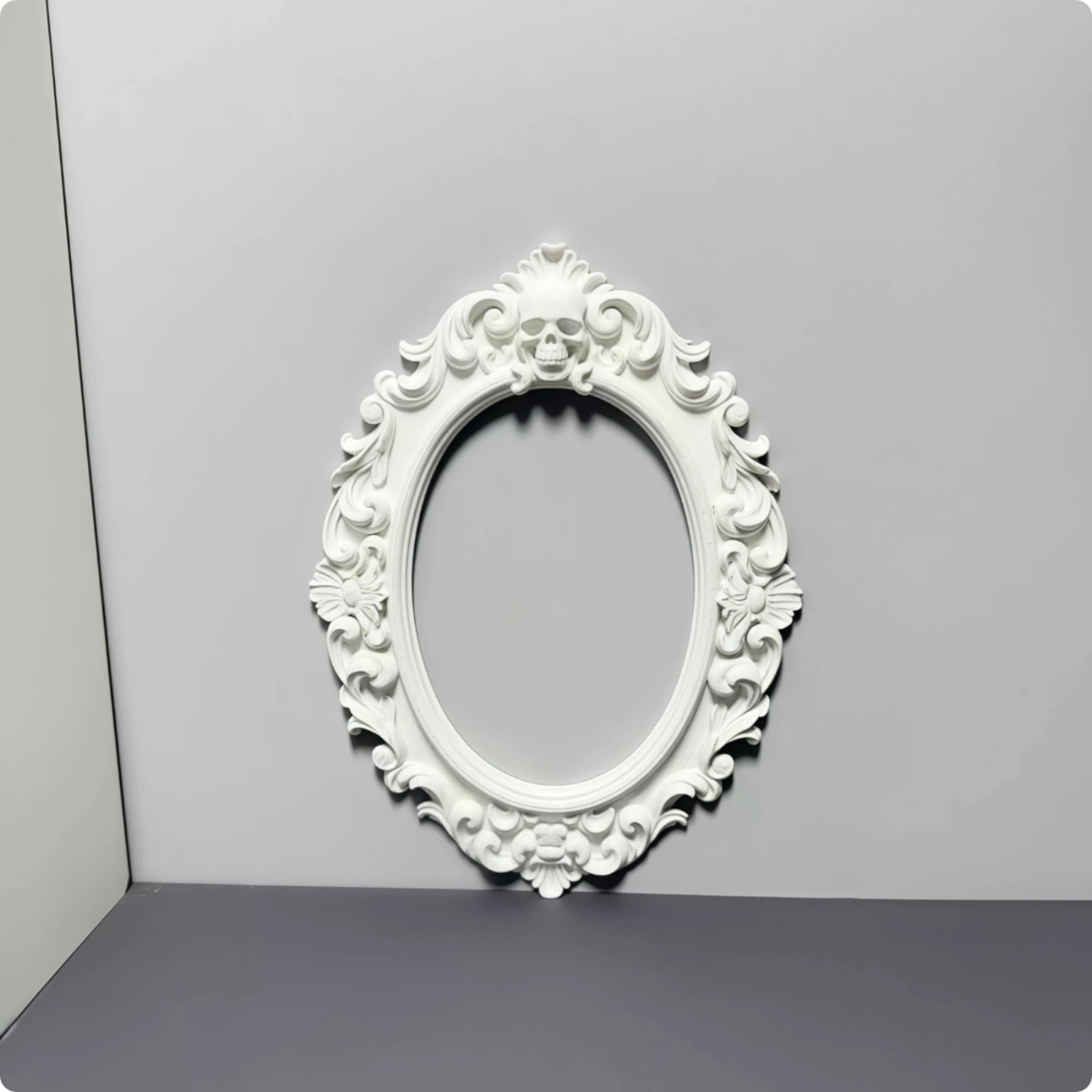 

Ornate Oval Wall Frame Intricate Details Medieval Skull Frame Ornate Halloween Wall Art Easy to Hang Home Decor Hand-Painted