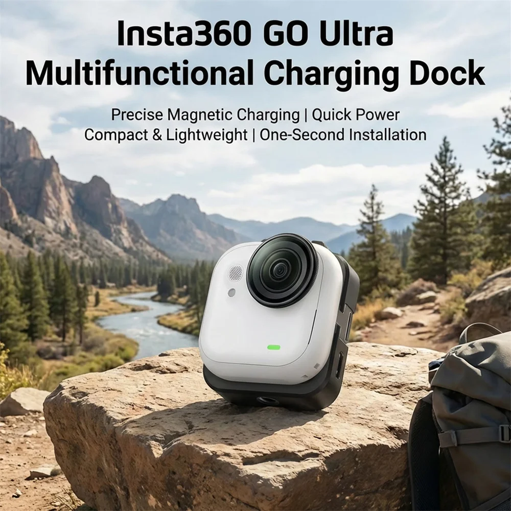 

Многофункциональная зарядная док-станция для Insta360 GO: Ультра-зарядная база, передача данных, крепление для экшн-камеры