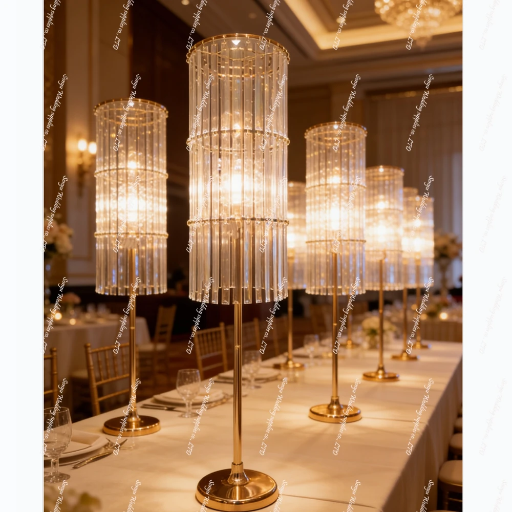 12pcs/3pcs)85-110cm)acrylic Beads Centerpieces Wedding Table Chandelier Stand Light Centerpieces for Party Supplies Props Weddin