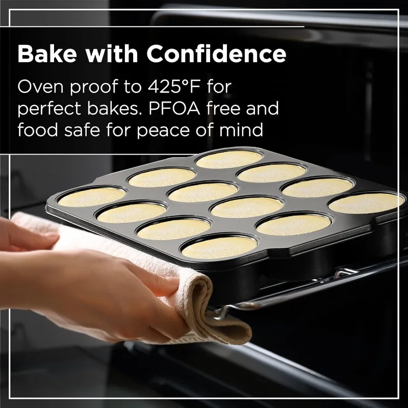 Pro Mini Cheesecake Pans Removable Bottom 12 Hole - Heavy Gauge Carbon Steel Muffin Cupcake Pan Loose Bottom Springform