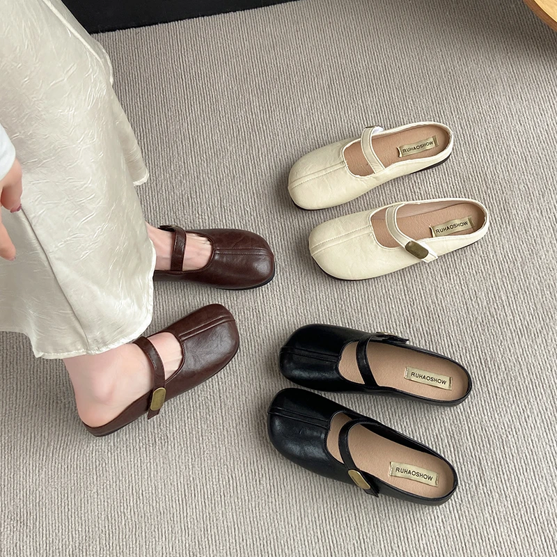 

2026 Flat Shoes Sandals with Square Toe and Soft Sole Design, Women's Slippers Summer Elegant Best Selling Mary Jane Shoes