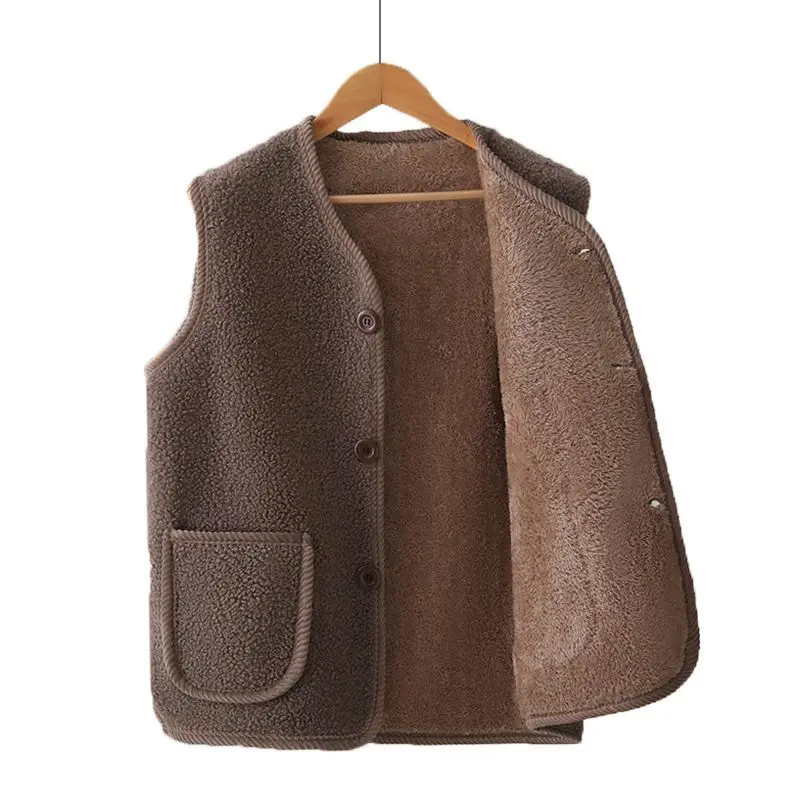 

Versatile Lamb Fur Vest for Women Layerable Fleece Lined Coat Warmth for Spring Autumn Outdoor Activities​