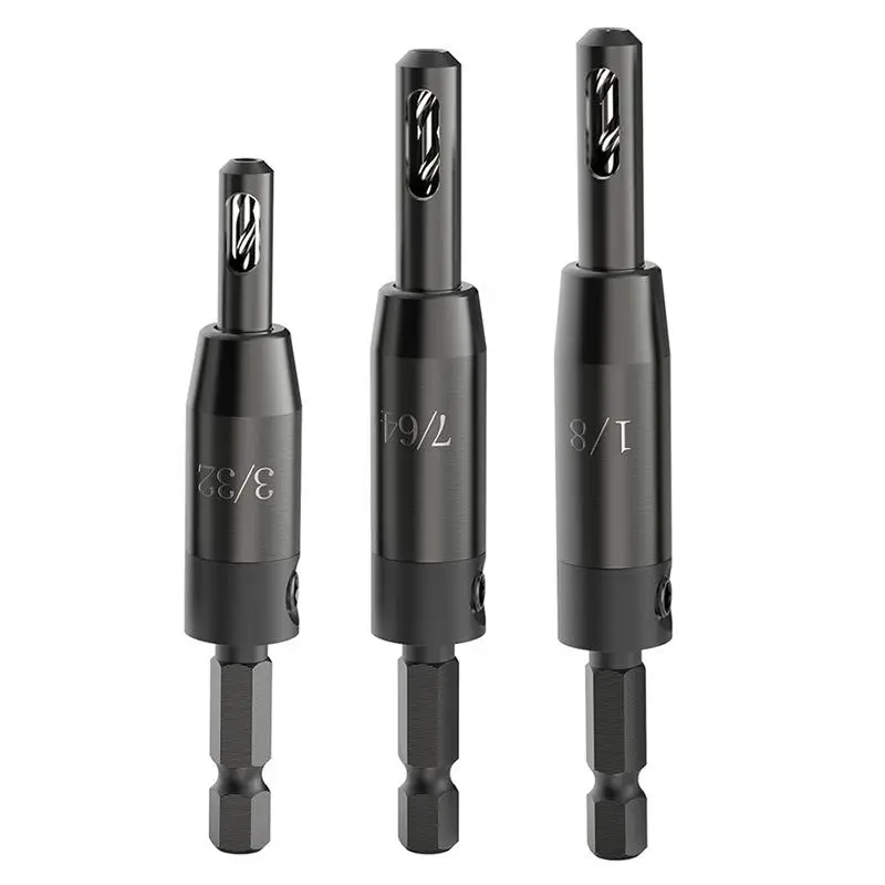 BAAJ-6X Self Centering Drill Bit Set, For 1/4 In Hex Shank Drill, For Wood And Hole 3/32In,7/64In,1/8In