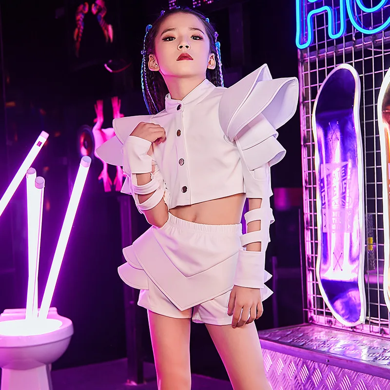 Jazz Style Hip-hop Costume Urban Dance Girl Clothes Performance Dancer Stage Outfit Children Model Catwalk Singer Teenage