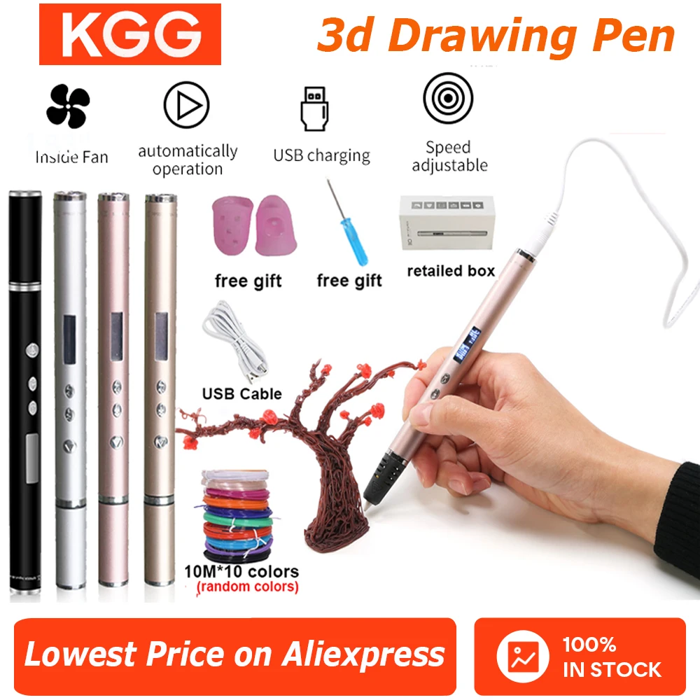 

Новая 3D-ручка DIY Ручка для 3D-печати Рисунок OLED-дисплей 6-скоростная регулировка Поддержка ABS PLA Filament 1,75 мм Детские креативные игрушки Подарки