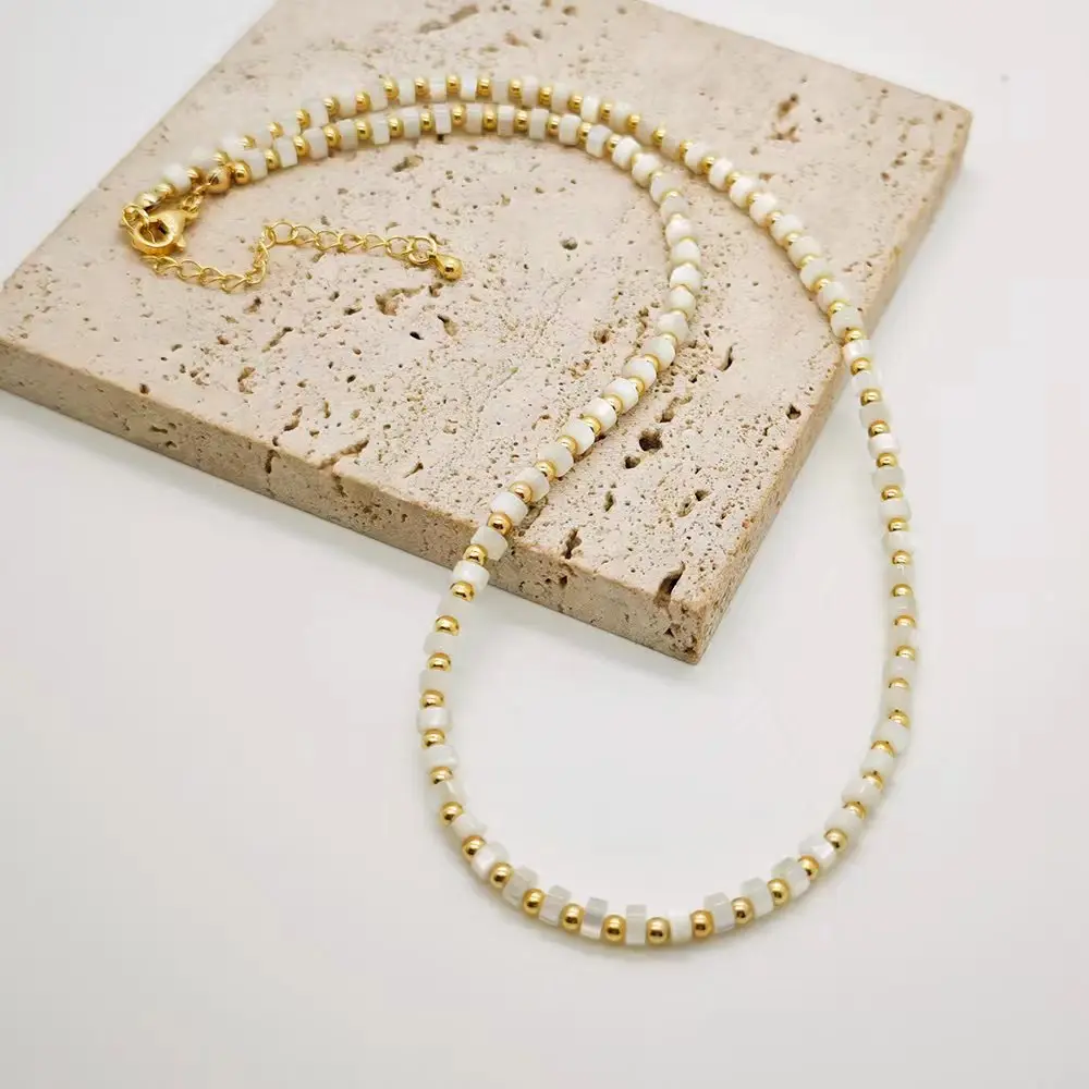 Vlen Mehrlagige Süßwasserperlenkette für Damen, 18K vergoldeter Perlenchoker, zierlicher minimalistischer handgefertigter Schmuck, Geschenke – Detail 3