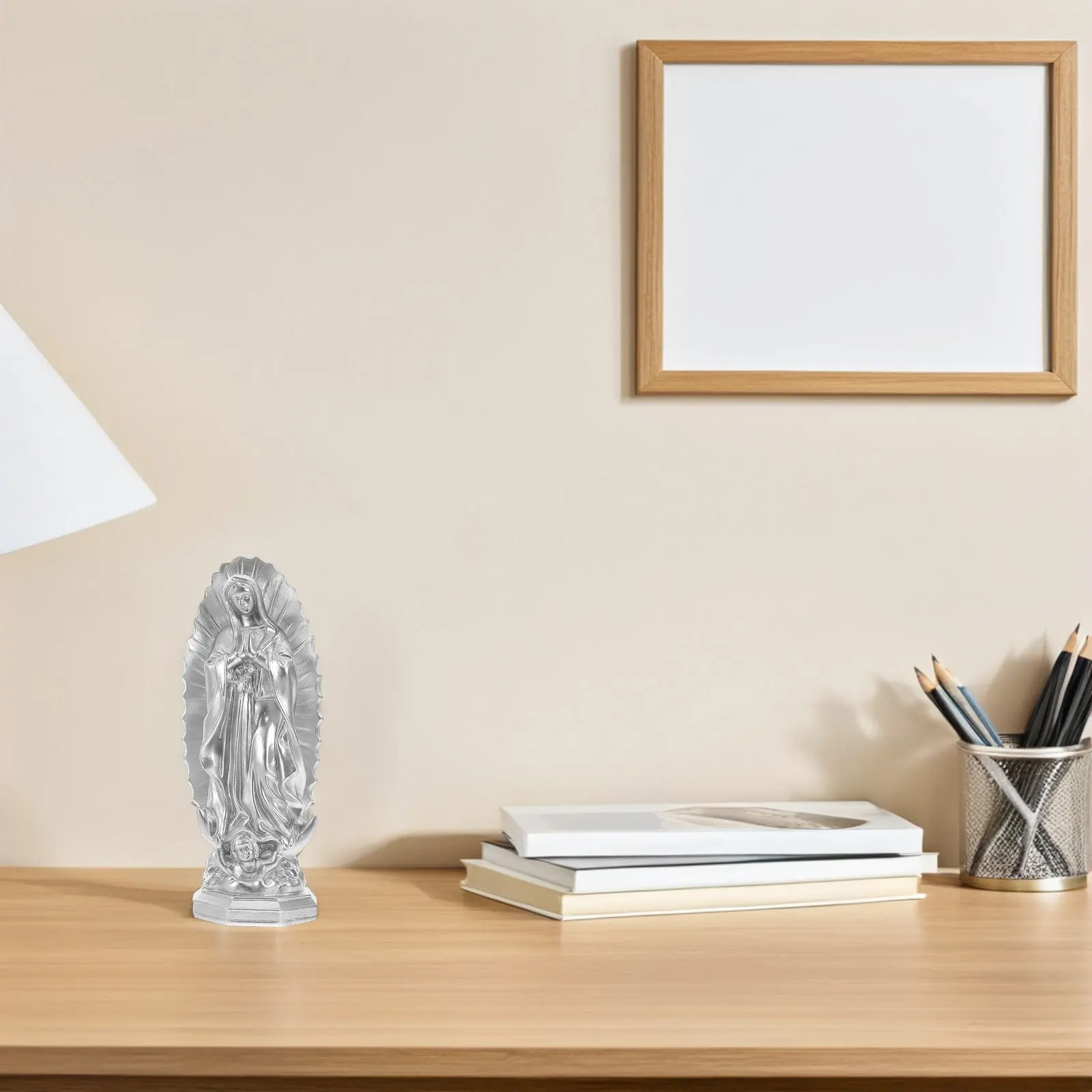 Premium Virgin Mary Resin Statue Catholic Saint Sculpture Serene Tranquil Presence Graceful Detail Living Room Entryway Church