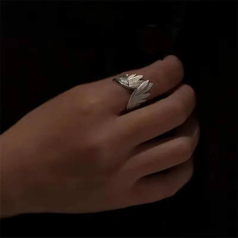 2025 Retro Angel Wings Ring For Women Girls Punk Gothic Adjustable Open Ring Handmade Designer Jewelry Accessories Gift image 5