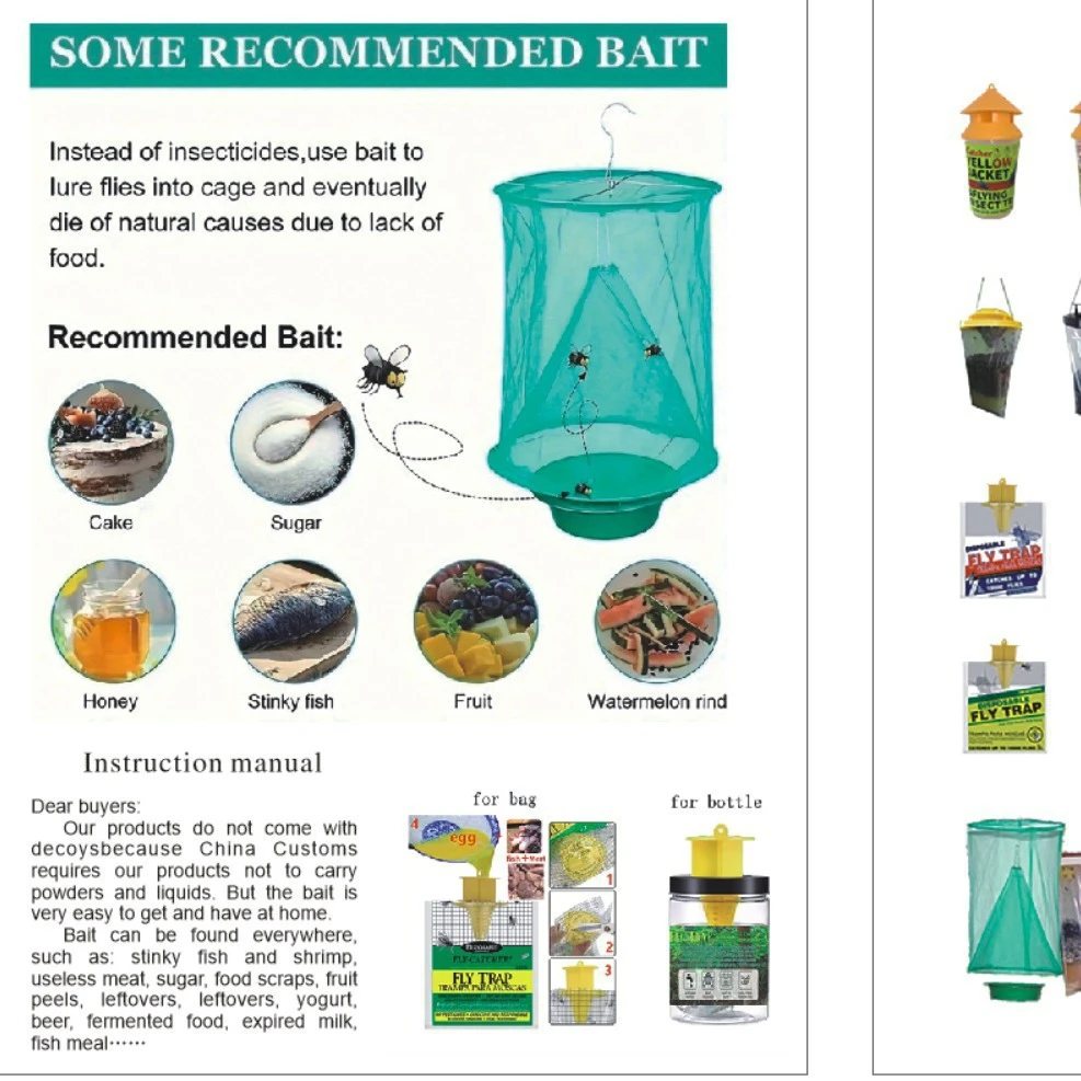 

5/10 sets of practical folding hanging fly trap for outdoor fly trapping, automatic fly trap for catching and killing flies