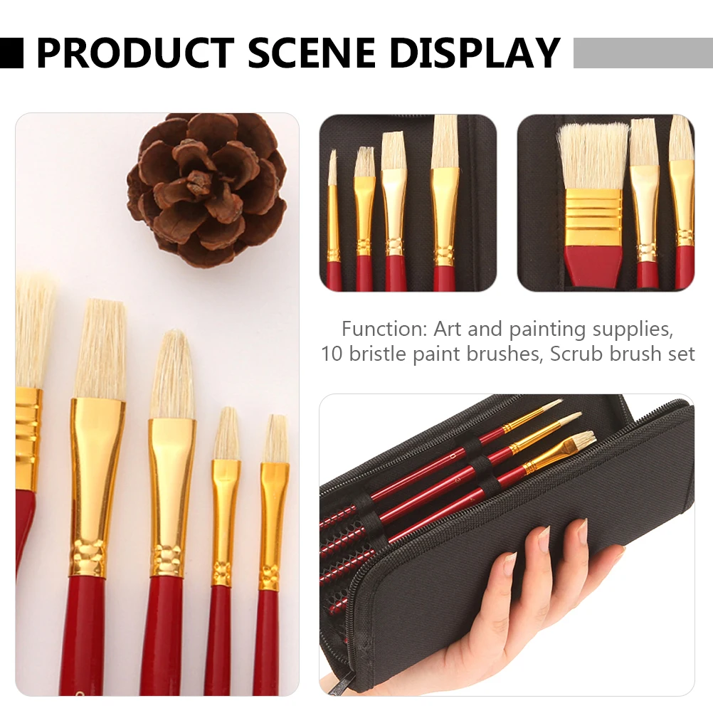 Oil Brush Board Set Bristle Brushes Water Watercolor Paintbrushes Natural Student