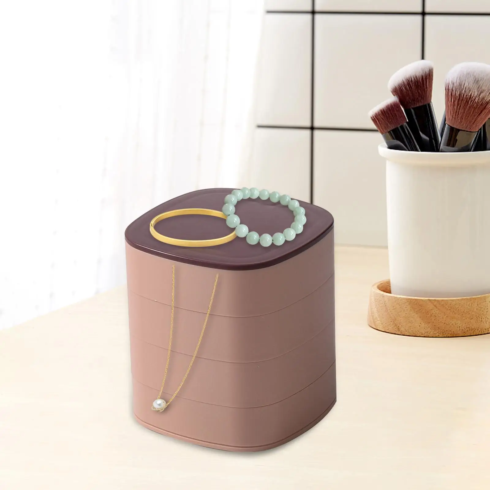 Rotatable Jewelry Storage Box, Organizador para Pulseiras e Ear Studs, Presente