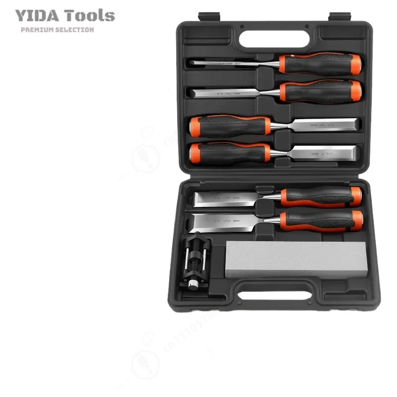 8 Piece Woodworking Chisel Set Semicircular Slotting Flat Chisel Carving Knife Two Color Blade for Wood Craft
