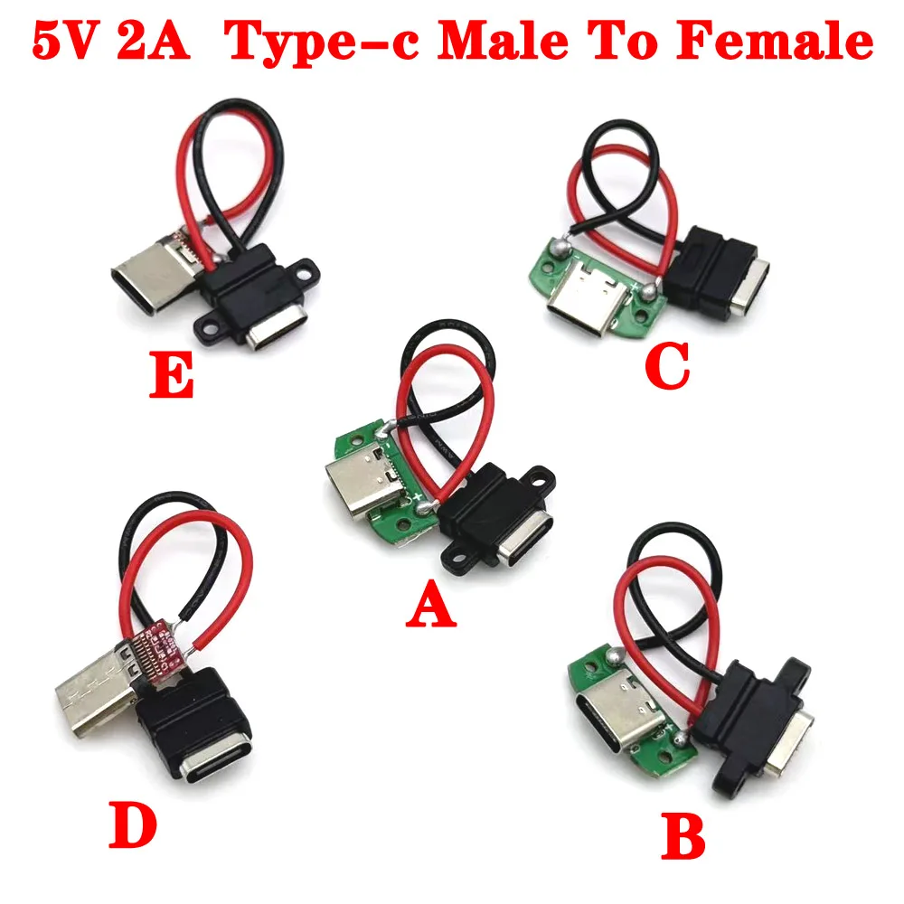 

1/10Pcs Micro USB Type-C 2Pin Horizontal / Vertical 2P Simple Soldered Male Plug-in Board Quick Charging USB-C Connector