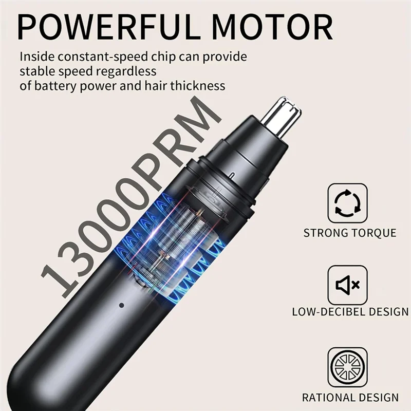 مجموعة أدوات تشذيب شعر الأنف والأذن الدقيقة B13C، رأس مقاوم للماء، أسنان آمنة، فرشاة تنظيف 360 درجة ° شفرات دوارة #2