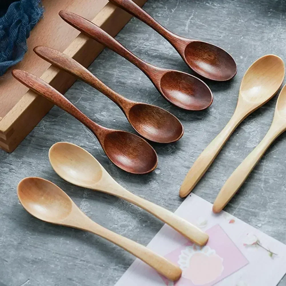 Stirring Spoon Wood Soup Spoons Eating Mixing Stirring Cooking Long Handle Spoon Japanese Coffee Mixing Spoon Kitchen Utensils