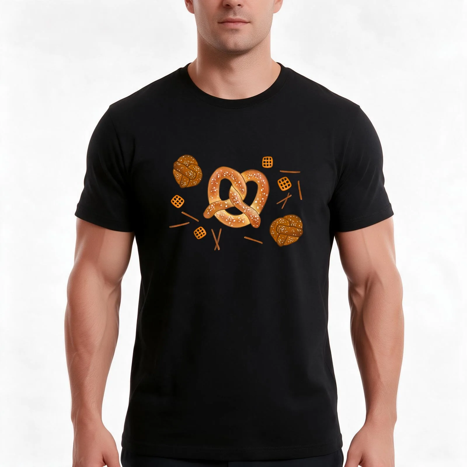 Pretzel Party! T-Shirt Summer Casual Cotton Tee Oversized Streetwear Tops Vintage Graphic Print Loose Fit Short Sleeve
