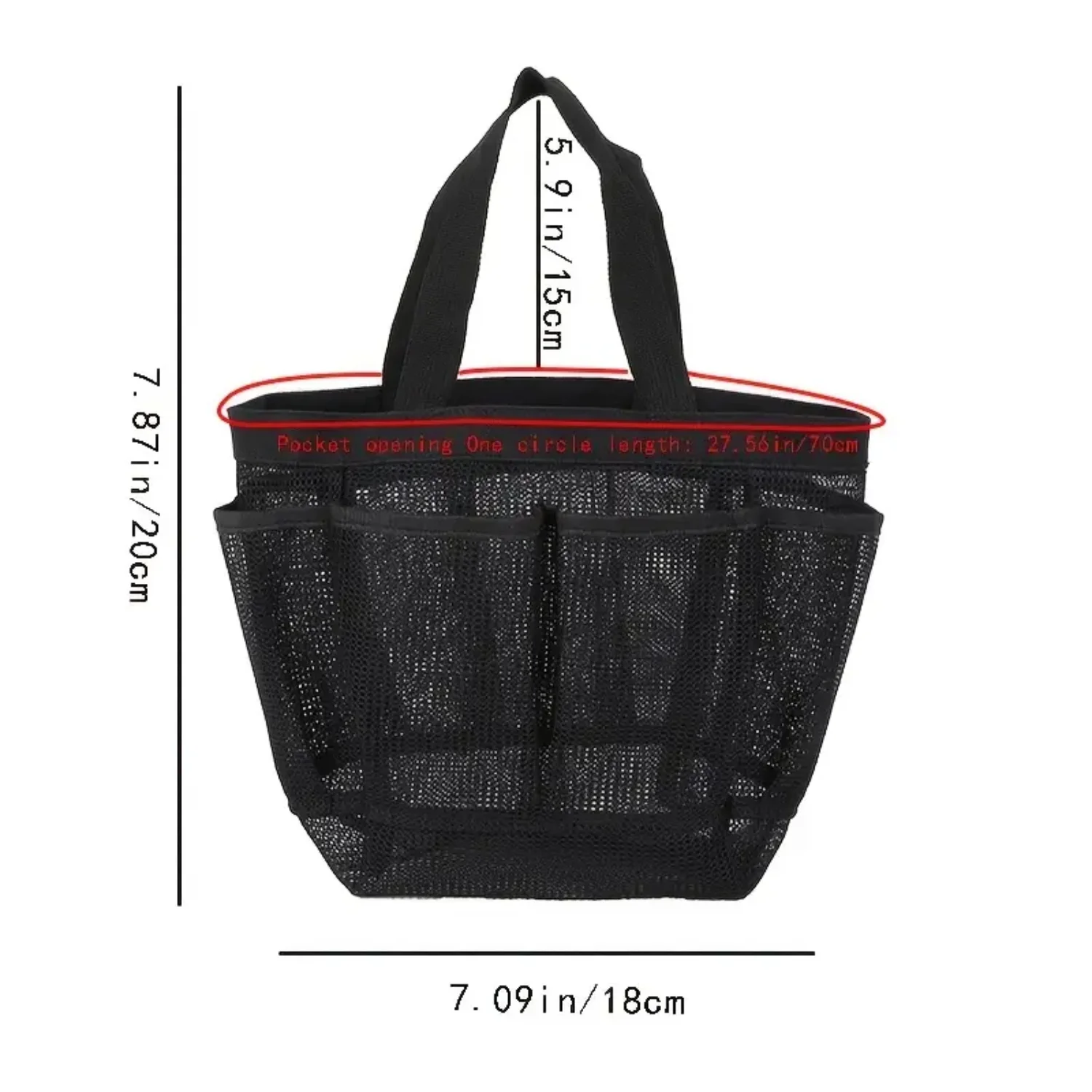 

Portable Mesh Shower Caddy Quick Dry Tote Organizer Bag with 7 Pockets & Double Handles - Convenient Bathroom Storage Solution