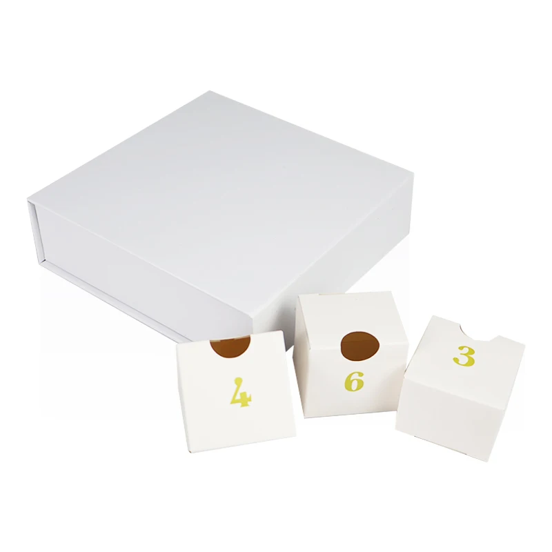 Customization.Custom 7-Day Advent Calendar Rigid Box Recycled Grey Board Material with Stamping for Jewelry Perfume or Watch Pap